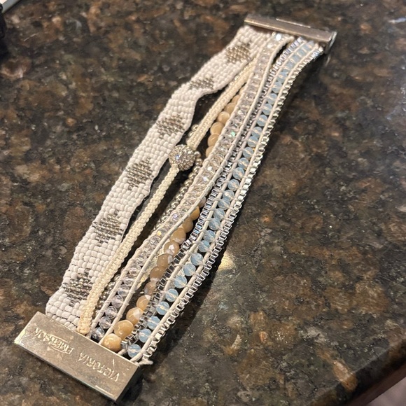 Victoria Emerson White and Silver Beaded Bracelet Set - Picture 2 of 4